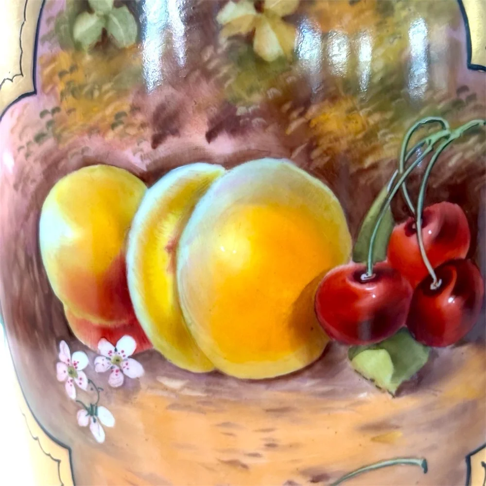 Pickard Bone China Vase Hand Painted Both Sides of Vase Still Life with Fruits